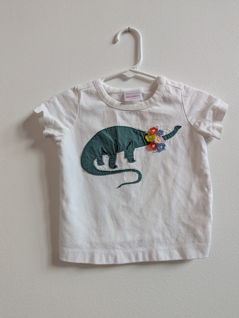 Hanna Andersson Shirt Baby Girls 12-18m White Dinosaur